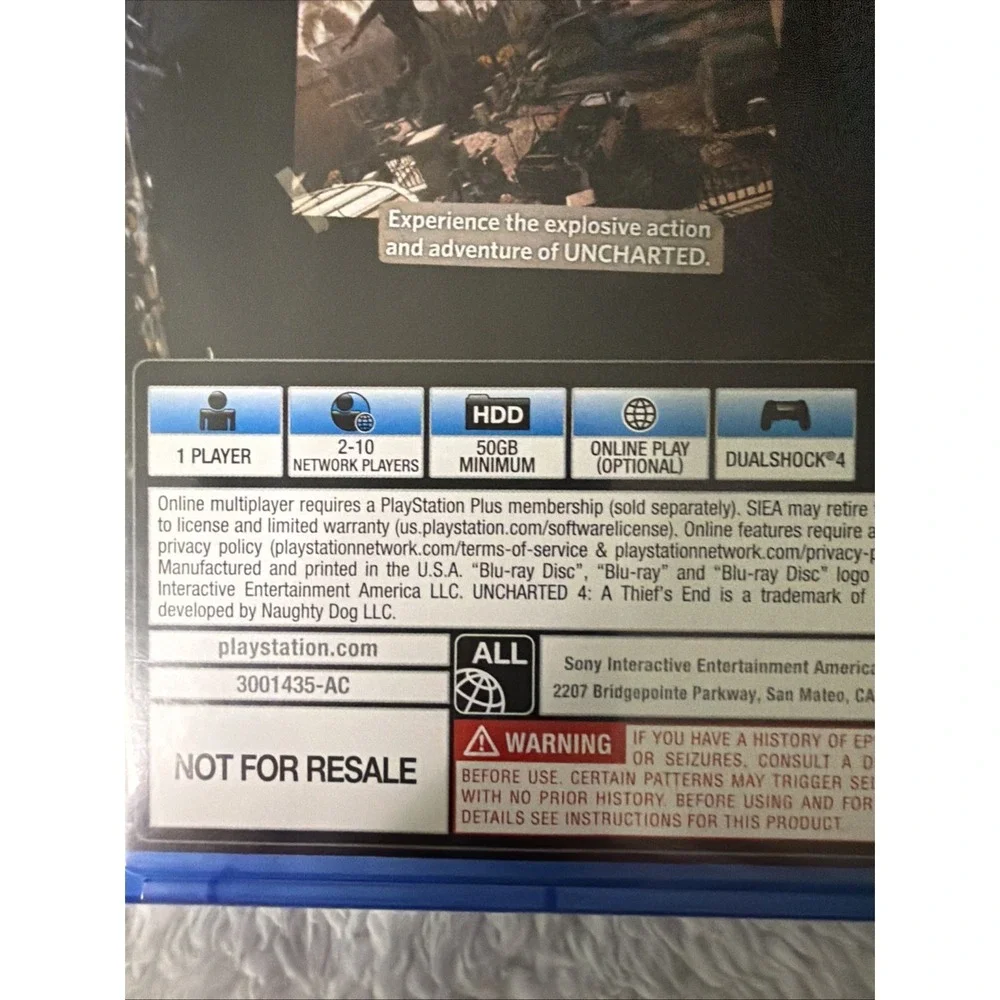 PlayStation 4 Uncharted 4 A Thief's End PS4 Video Game Naughty Dog Teen